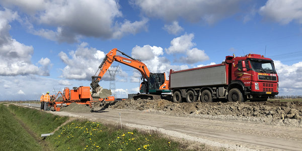 Bouw betonnen toegangsweg transformatorstation